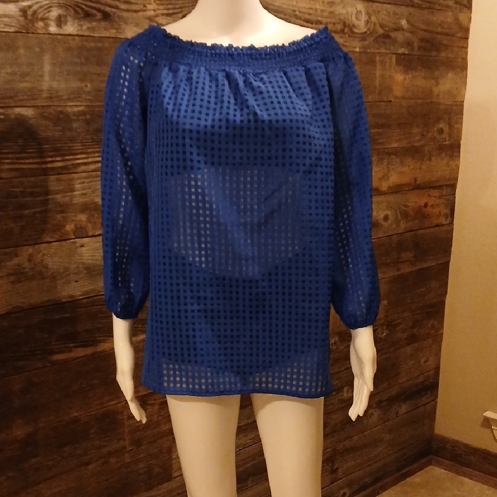 Chic Blue Off-Shoulder Blouse